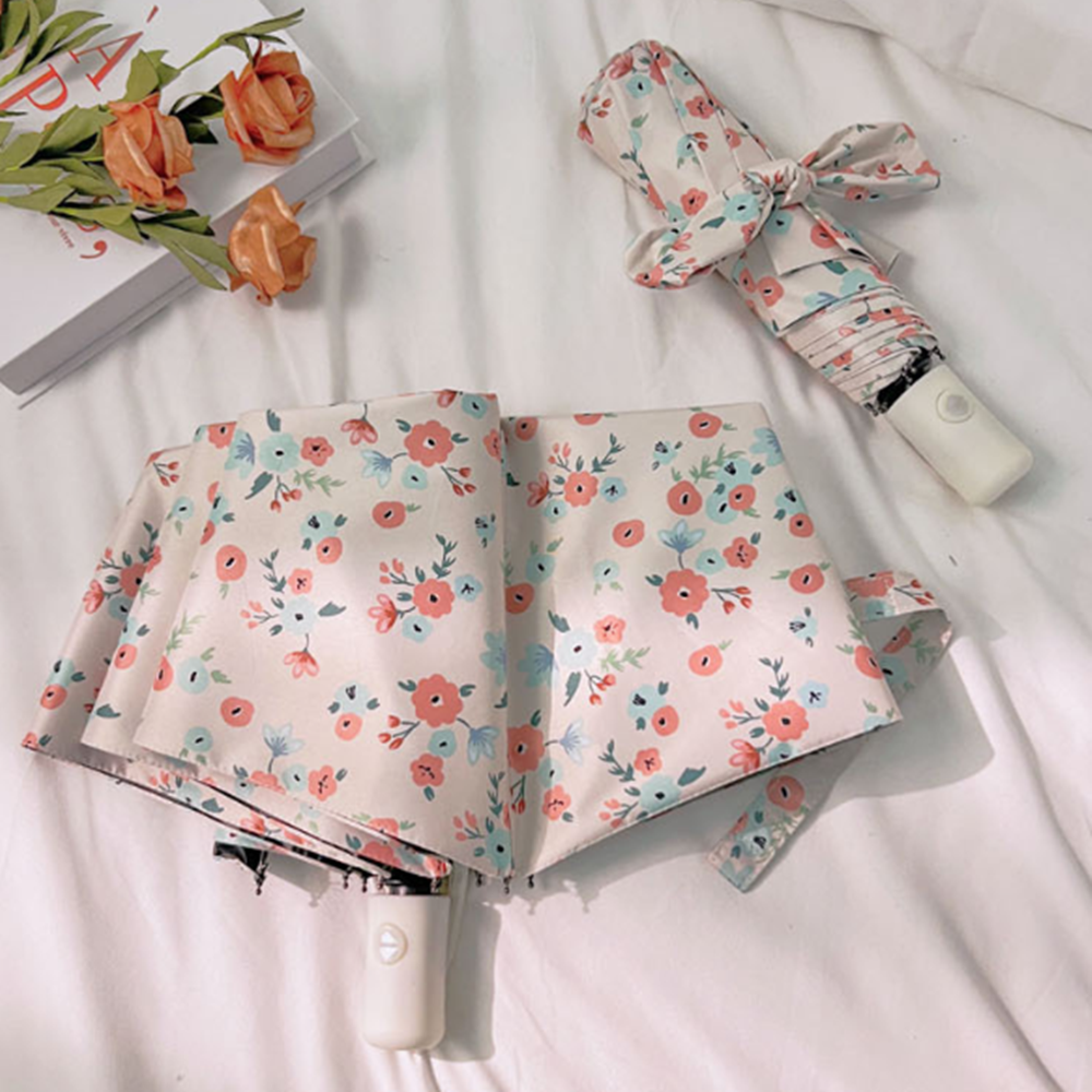 꽃무늬 양우산 암막 양산 3단 UV 자외선차단 우양산 예쁜 미니 우산 - 상세 이미지 2