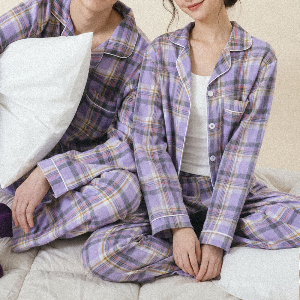 디오프 모브 커플 잠옷 긴팔 사계절 체크 파자마 홈웨어 빅사이즈 이미지 6