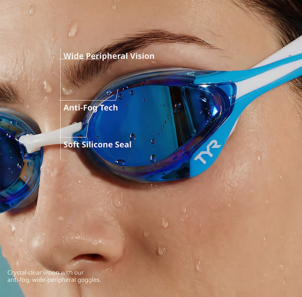 티어 수경 Adult TRACER-X Elite - Mirrored Blue/White - 상세 이미지 2