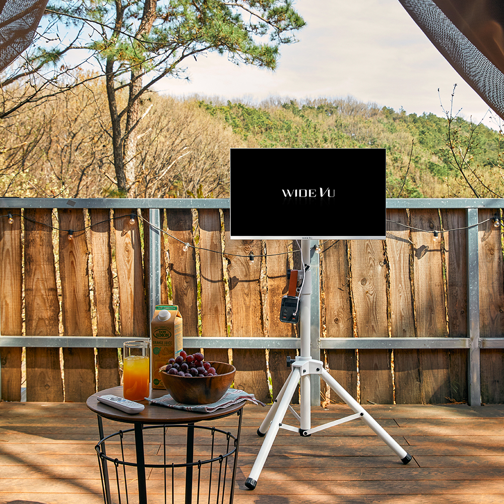 와이드캠핑뷰 캠핑스탠드 티비가방 배터리 셋트 유 무선 QLED 60cm(24인치) FHD 스마트 TV 화이트에디션 - 상품 이미지
