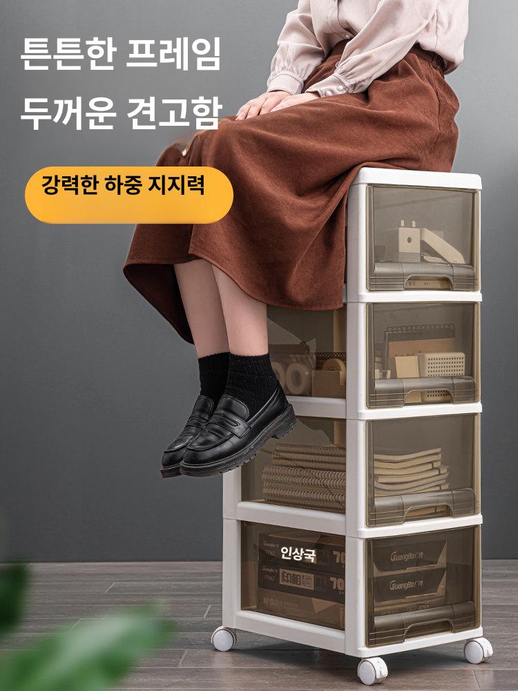 책상 서랍 선반 책상밑서랍장 데스크 받침대 사무실 수납 이동식 다용도 7. 투명커피 5단 (바퀴포함) - 상세 이미지 4