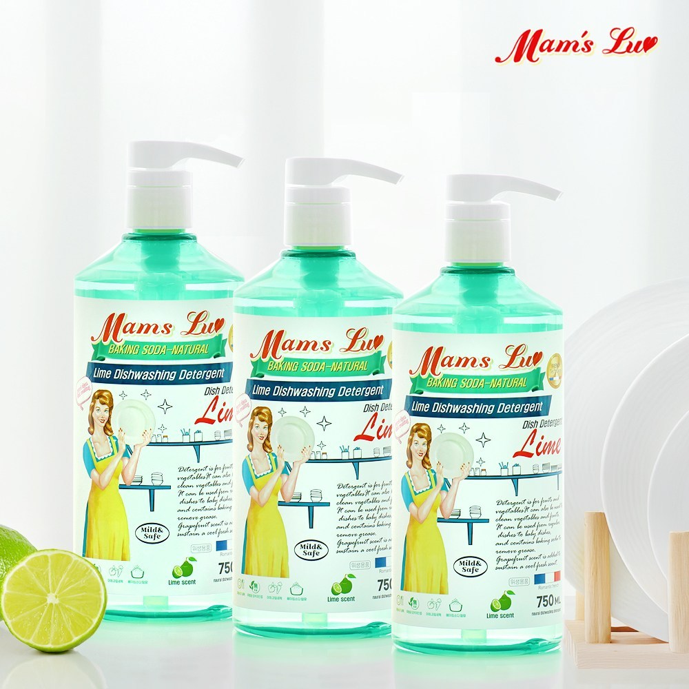 맘스럽 주방세제 천연 야채 과일 세척제 중성세제 라임향, 750ml, 3개 - 상품 이미지