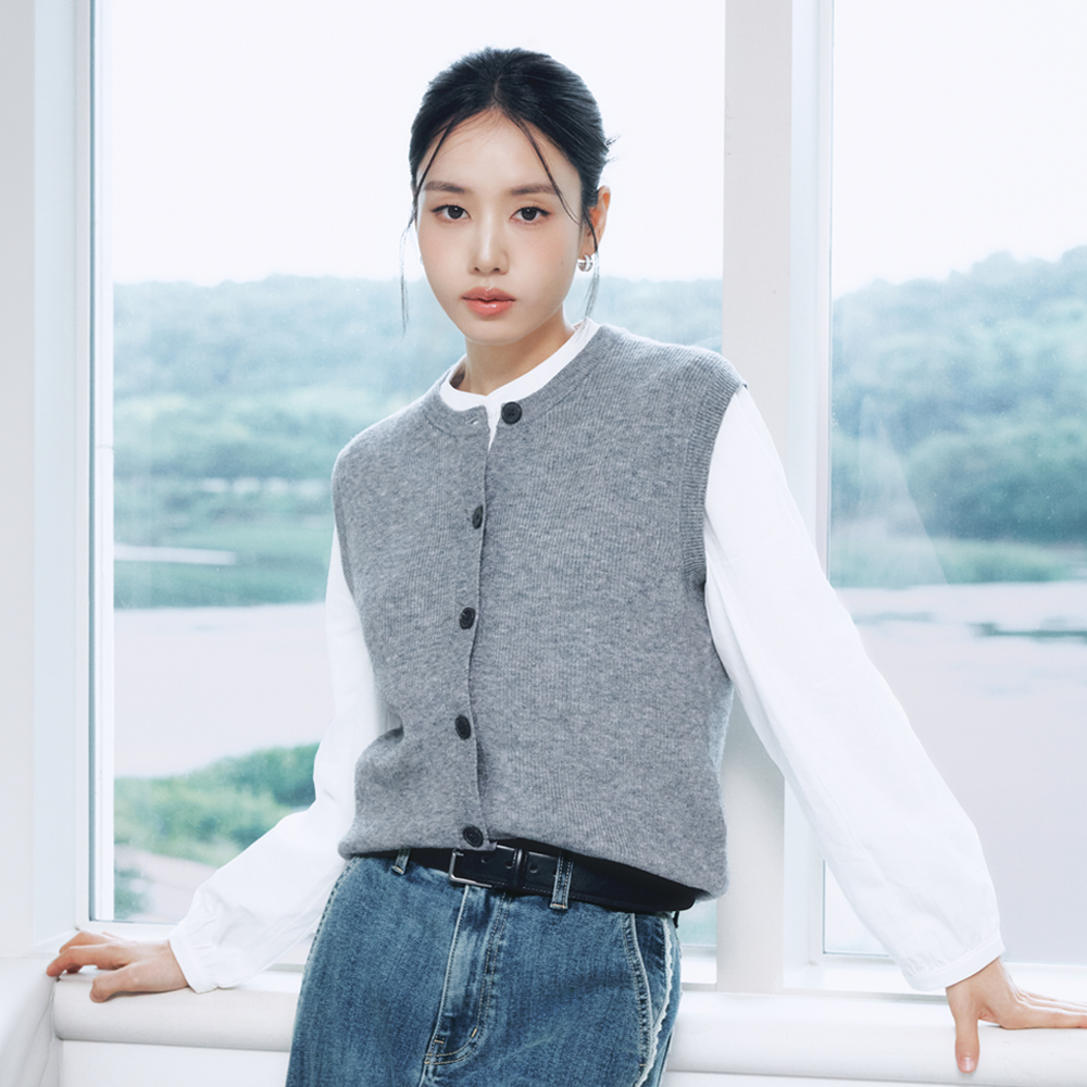 셀렙샵에디션 [3종세트] 26FW 크루넥 버튼 베스트 - 상품 이미지