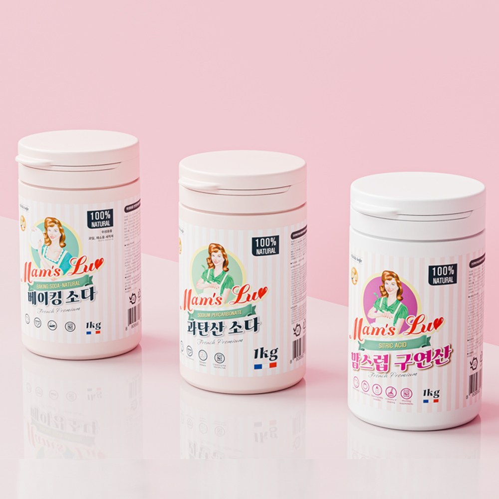 맘스럽 3종세트 베이킹소다 1kg /과탄산소다 1kg /구연산 1kg 세트 - 상세 이미지 2