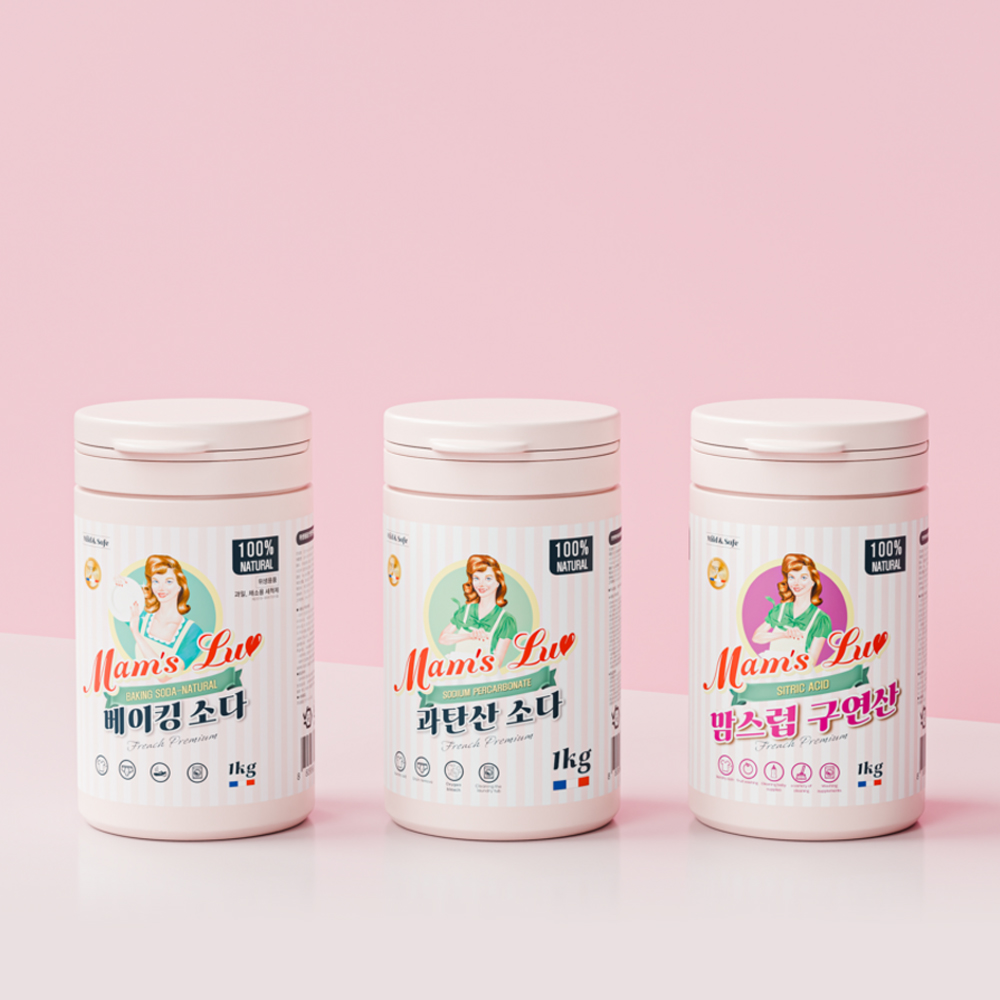 맘스럽 3종세트 베이킹소다 1kg /과탄산소다 1kg /구연산 1kg 세트 - 상세 이미지 3