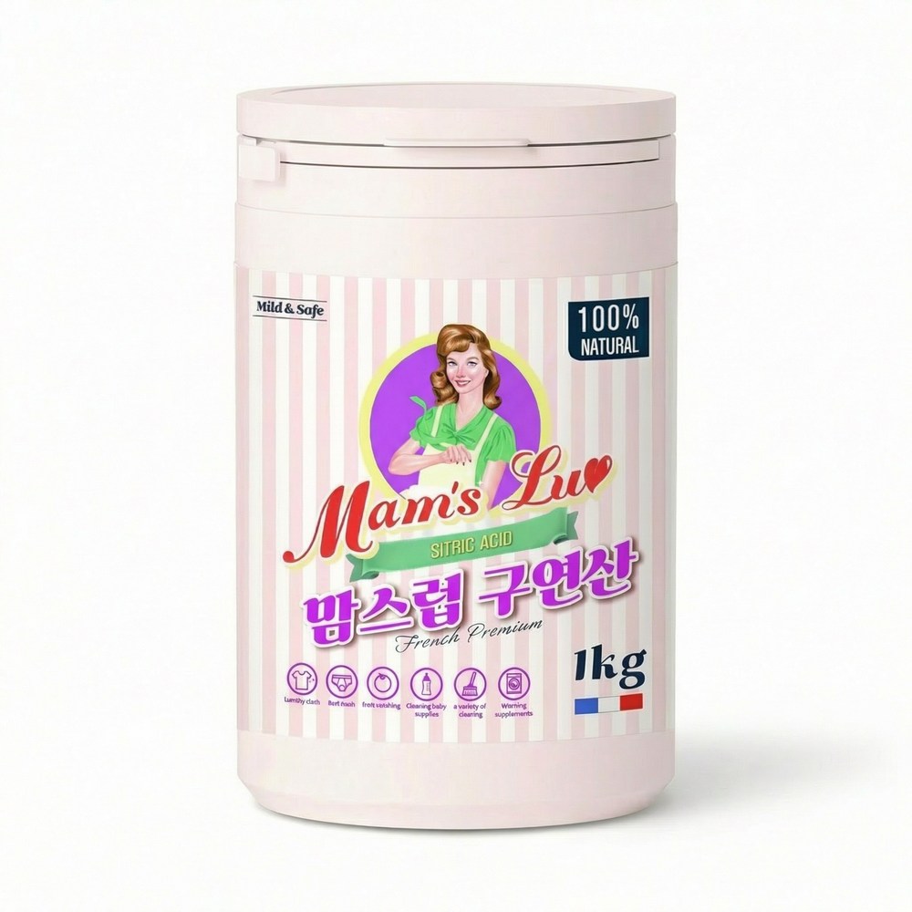 맘스럽 구연산 1kg x 1통 프리미엄 용기형 1등급 천연세제 세탁세제 세정제 - 상세 이미지 2