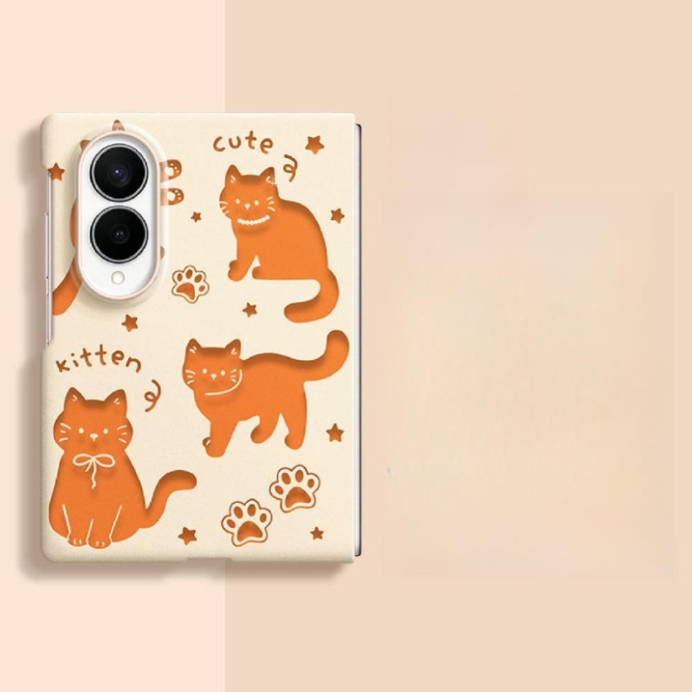 갤럭시폴드8 와이드 울트라 케이스 비즈 스트랩 주황 고양이 하드 커버 - 상세 이미지 2