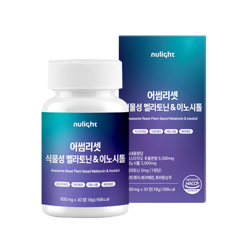 어썸리셋 식물성 멜라토닌&이노시톨 2mg 3중배합 누라이트 특허출원 30정, 1개 - 상품 이미지