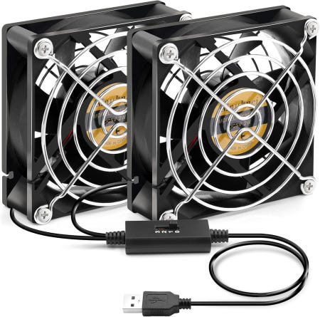 Mauknci [해외]Mauknci USB 팬 조용한 작동 5V 3단계 풍속 조절 3.1인치(8cm) 2개 링 장시간 소형 냉각