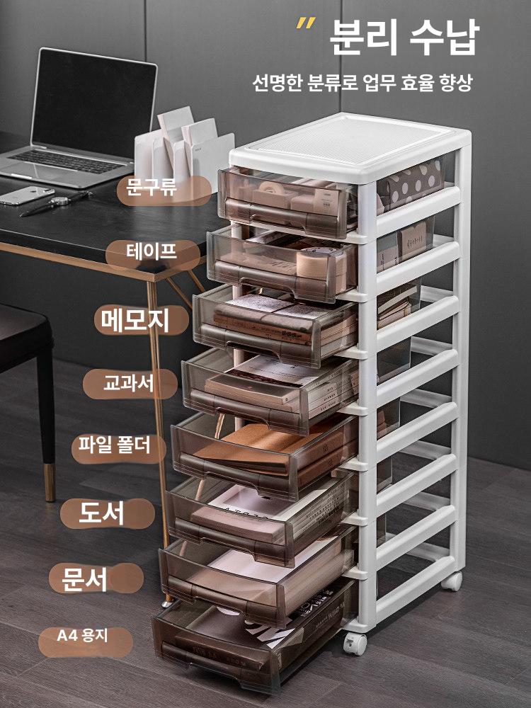 책상 서랍 선반 책상밑서랍장 데스크 받침대 사무실 수납 이동식 다용도 7. 투명커피 5단 (바퀴포함) - 상세 이미지 3