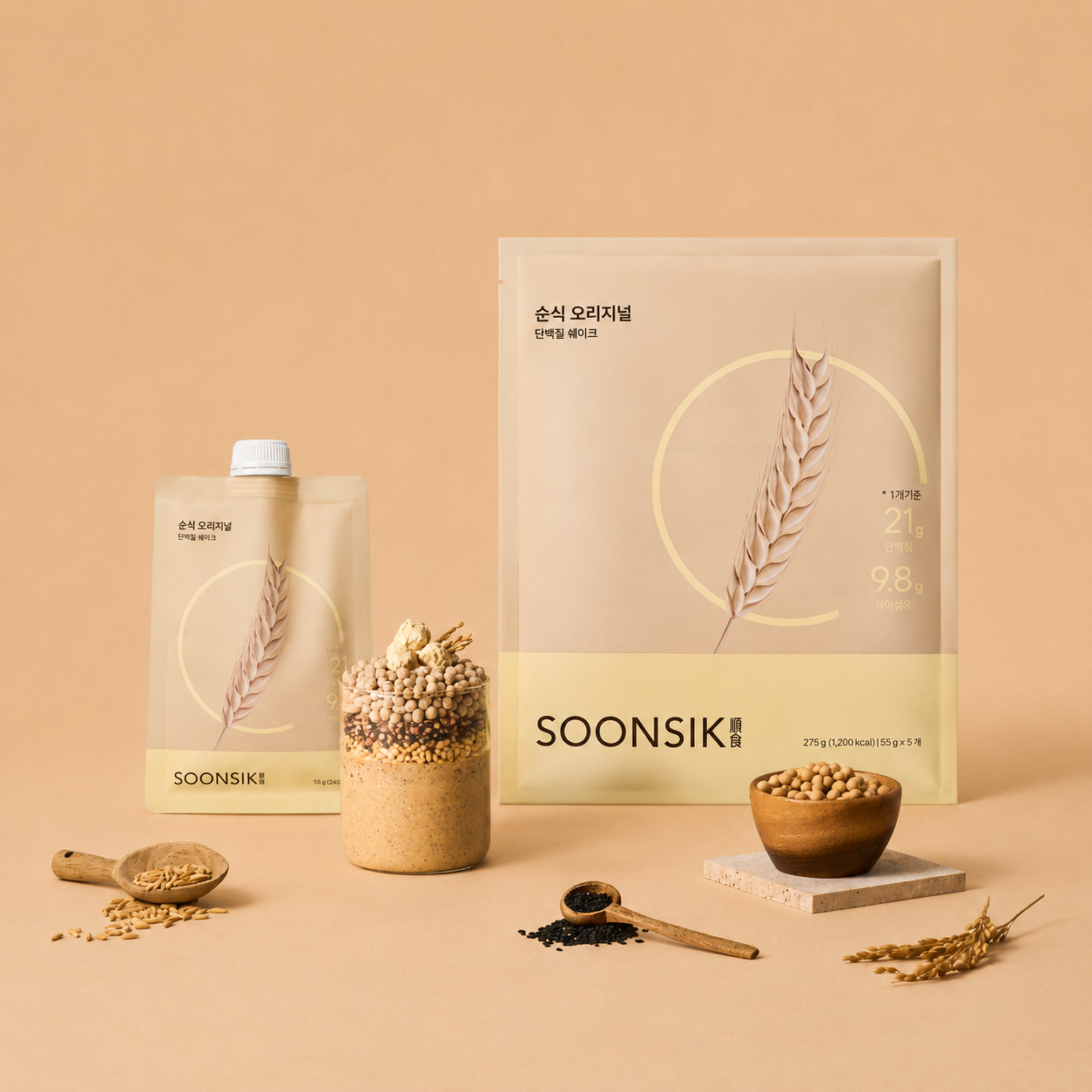 순식랩 오리지널 파주 장단콩 단백질쉐이크 파우치 식물성단백질 포만감높은 55g, 5개 - 상세 이미지 3