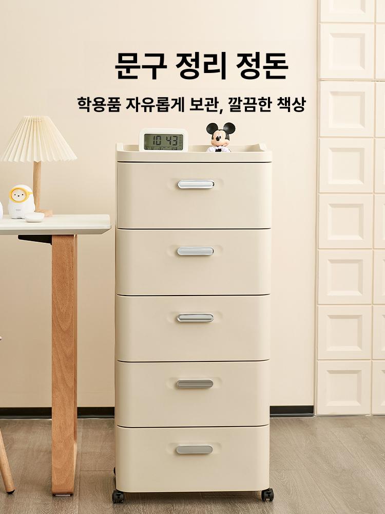 책상 서랍 선반 데스크 책상밑서랍장 사무실 이동식 수납 받침대 책꽂이 13. 42cm [서랍 1개 캐비닛 1개] - 상세 이미지 3