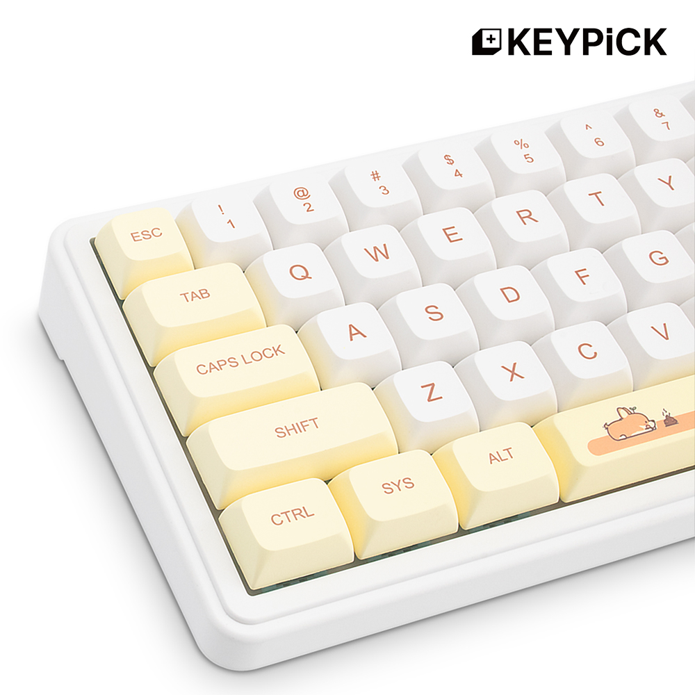 KeyPix Welsh Corgi Keycap, XDA PBT 138-key English, Dog Pebble Mechanical Keyboard Custom Keycap