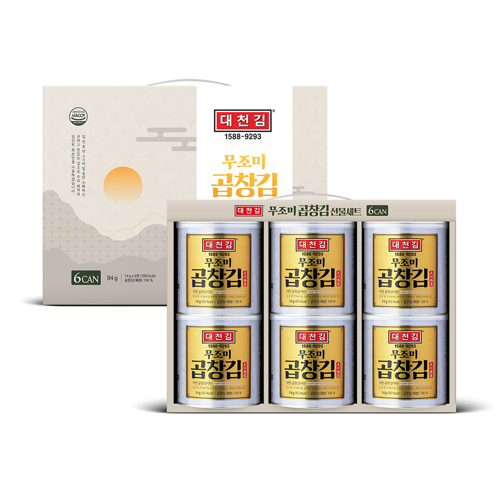 대천김 무조미 명품 캔김 선물세트 6캔 - 상품 이미지