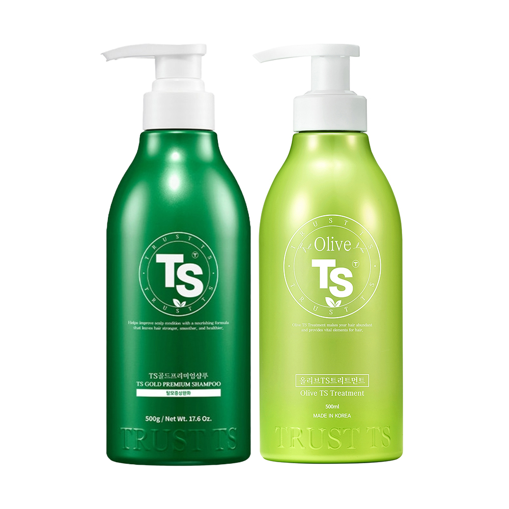 TS 골드프리미엄 샴푸 500g + TS 올리브 트리트먼트 500g - 상품 이미지