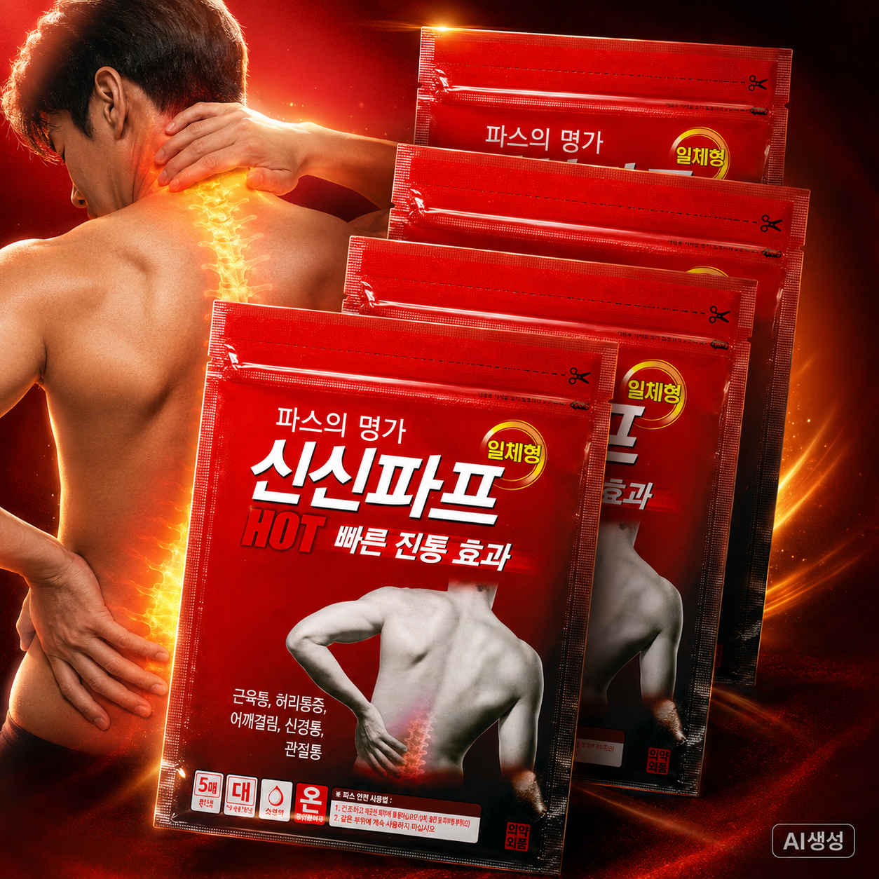 20매(4팩) 신신파프 핫 신신파스 붙이는파스 근육통 플렉스 아렉스 허리 관절 소염 진통 - 상품 이미지