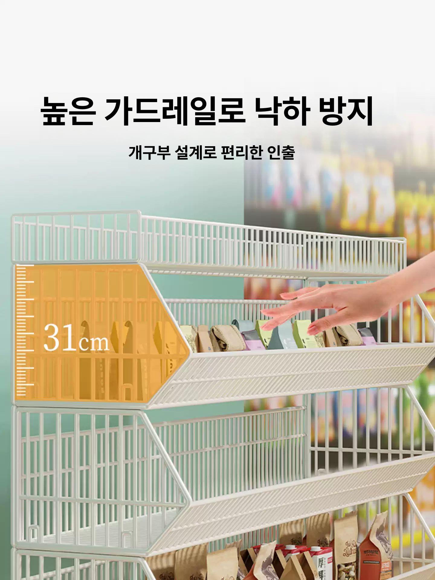 철제 매장진열대 마트 상품진열선반 5 단 화이트 90cm - 상세 이미지 4