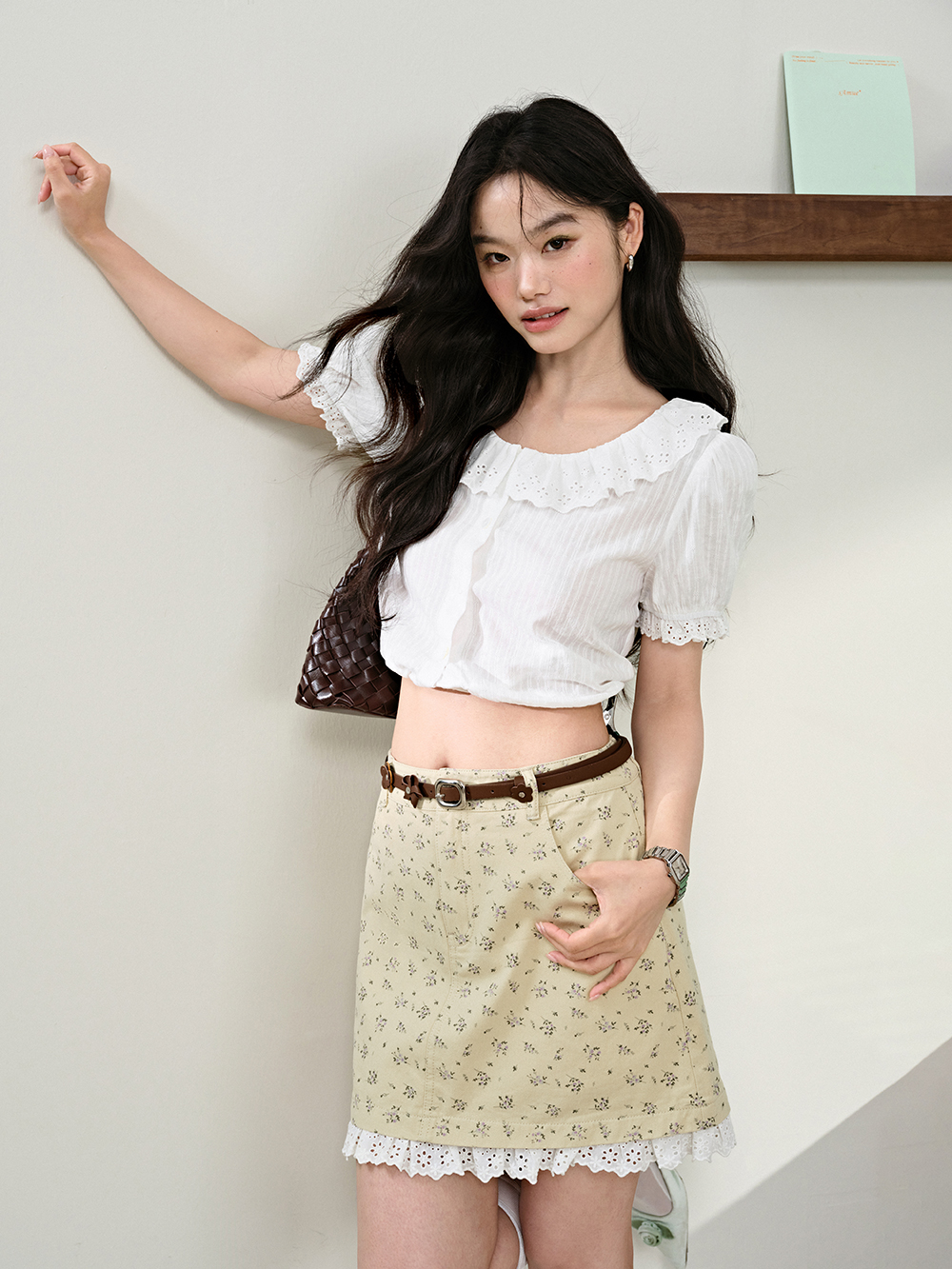 쿠오세 KUOSE 여성 미니 플라워 스커트 - 상세 이미지 4