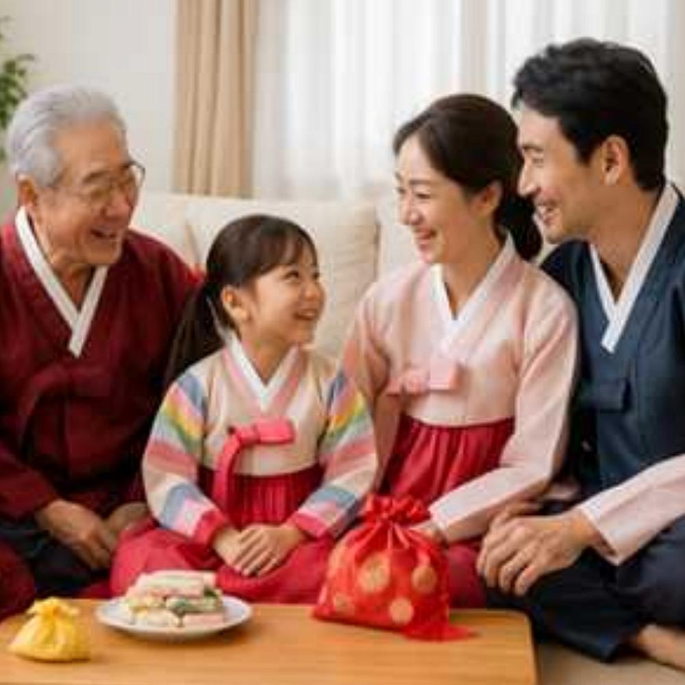 전통 색동 한복 앞치마 원피스형 개량 생활한복 명절 기념품 - 상세 이미지 5
