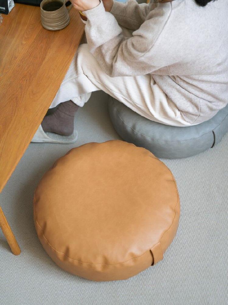 가죽 방석 원형 쿠션 두꺼운방석 방수 스툴 좌식 키높이 옐로우 직경30x높이12cm - 상세 이미지 4