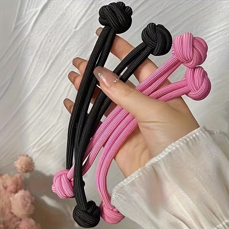 4종 두꺼운 포니테일 머리끈 여성 헤어 고무줄 스크런치 곱창 머리끈 똥머리 헤어 밴드 타이 이미지 8