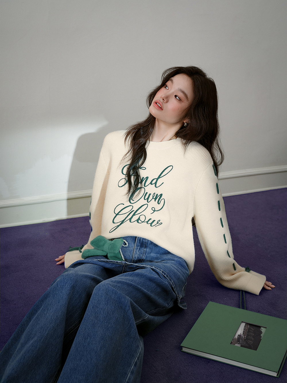 쿠오세 KUOSE 여성 로프 장식 소매 스웨터 - 상세 이미지 3
