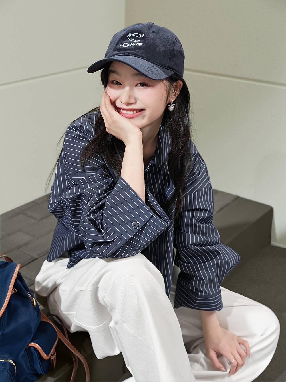 쿠오세 KUOSE 여성 다크네이비 쇼트 셔츠 - 상세 이미지 5