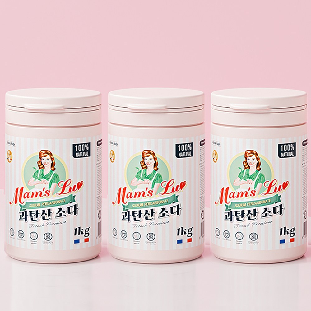 맘스럽 과탄산소다 1kg x 3통 프리미엄 용기형 천연세제 세탁세제 세정제 - 상품 이미지