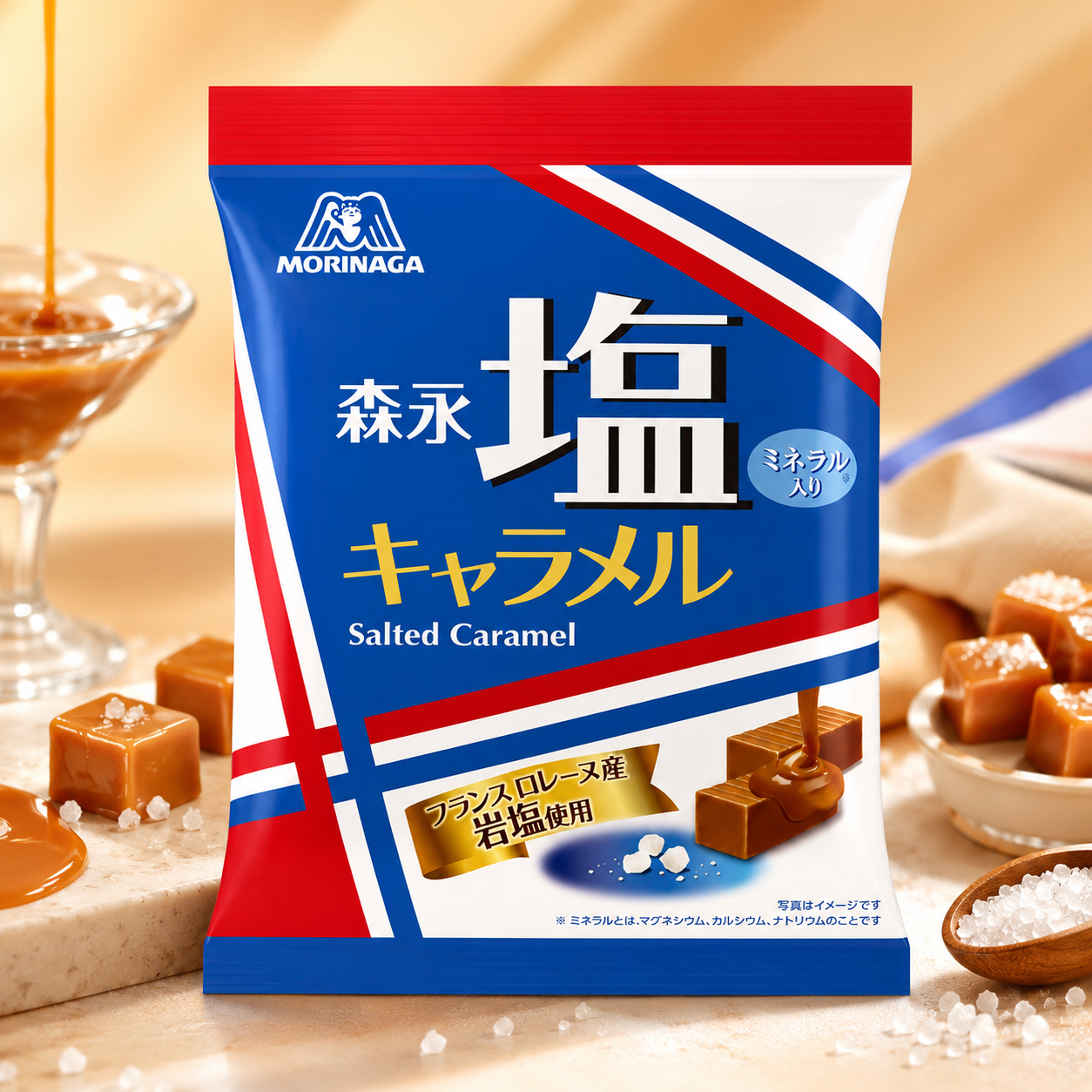 일본 모리나가 소금카라멜 시오캬라멜 봉지 암염사용 83g - 상품 이미지