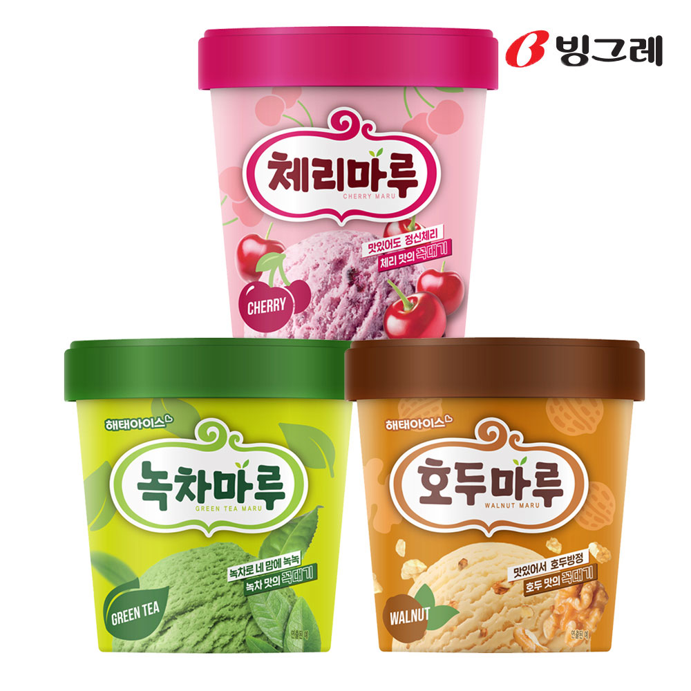 해태아이스 호두마루 외 홈컵 3종 4개 /녹차마루 체리마루 - 상품 이미지