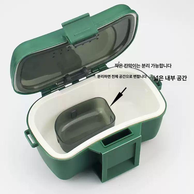플라스틱 낚시 미끼함 휴대용 허리형 바다 낚시용품 벨트 포함 대형 미끼 상자 1개(올리브그린) - 상세 이미지 4