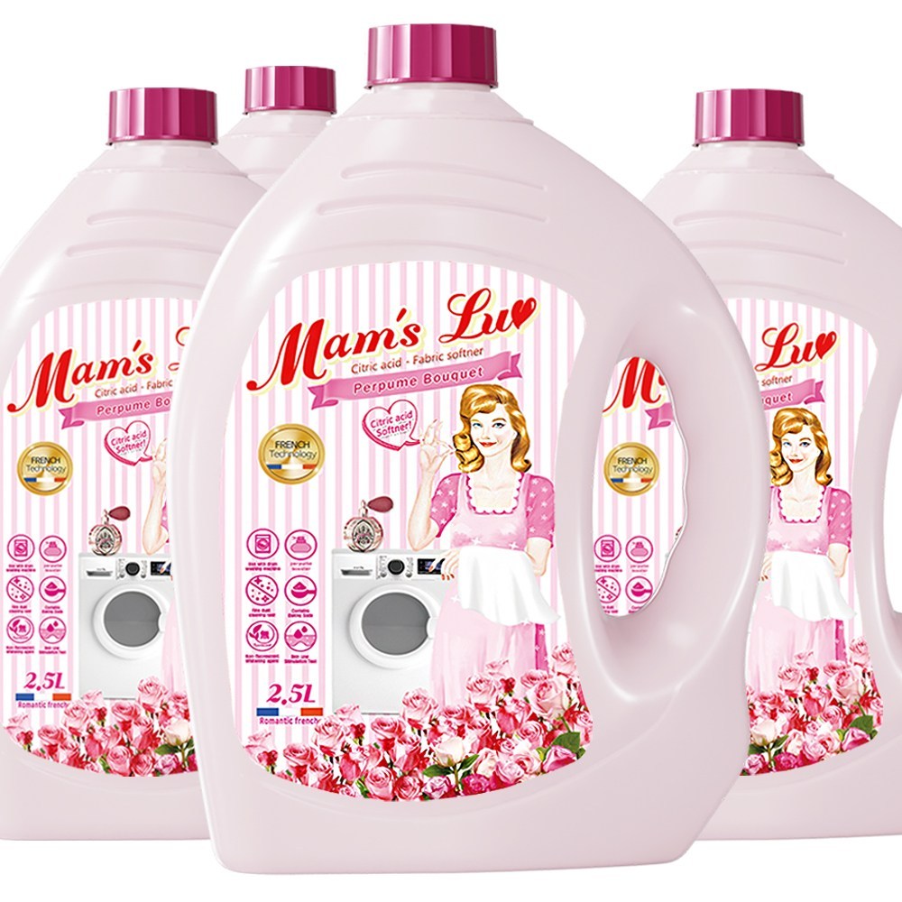 맘스럽 섬유유연제 대용량 섬유린스 퍼퓸부케 에이프릴 핑크로즈, 2.5L, 4개 - 상품 이미지