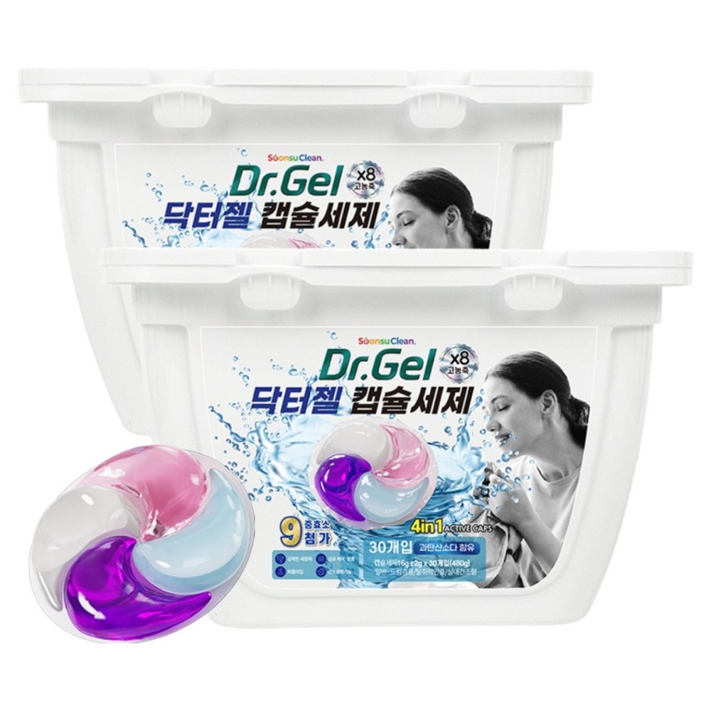 순수크린 닥터젤 캡슐세제 16gX30개입 2세트 초고농축 섬유유연 세탁세제 국내생산 - 상품 이미지