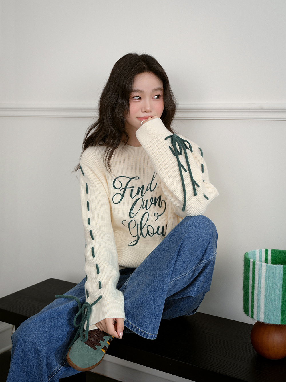 쿠오세 KUOSE 여성 로프 장식 소매 스웨터 이미지 8