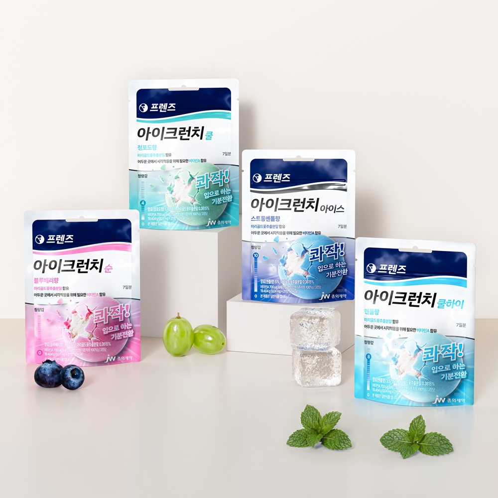 JW중외제약 프렌즈 아이크런치 민트캔디 20g 4종 버라이어티팩 (순/쿨/쿨하이/아이스) - 상품 이미지