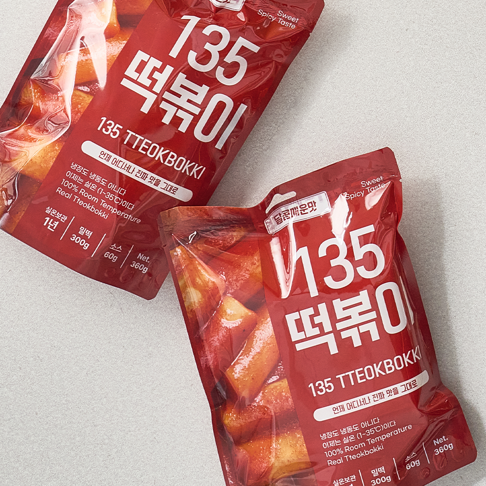 전국식탁 실온보관 즉석 밀떡 간편식 135 떡볶이 달콤매운맛, 360g, 3개 - 상품 이미지