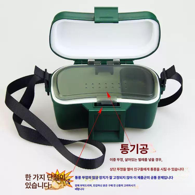 플라스틱 낚시 미끼함 휴대용 허리형 바다 낚시용품 벨트 포함 대형 미끼 상자 1개(올리브그린) - 상세 이미지 3