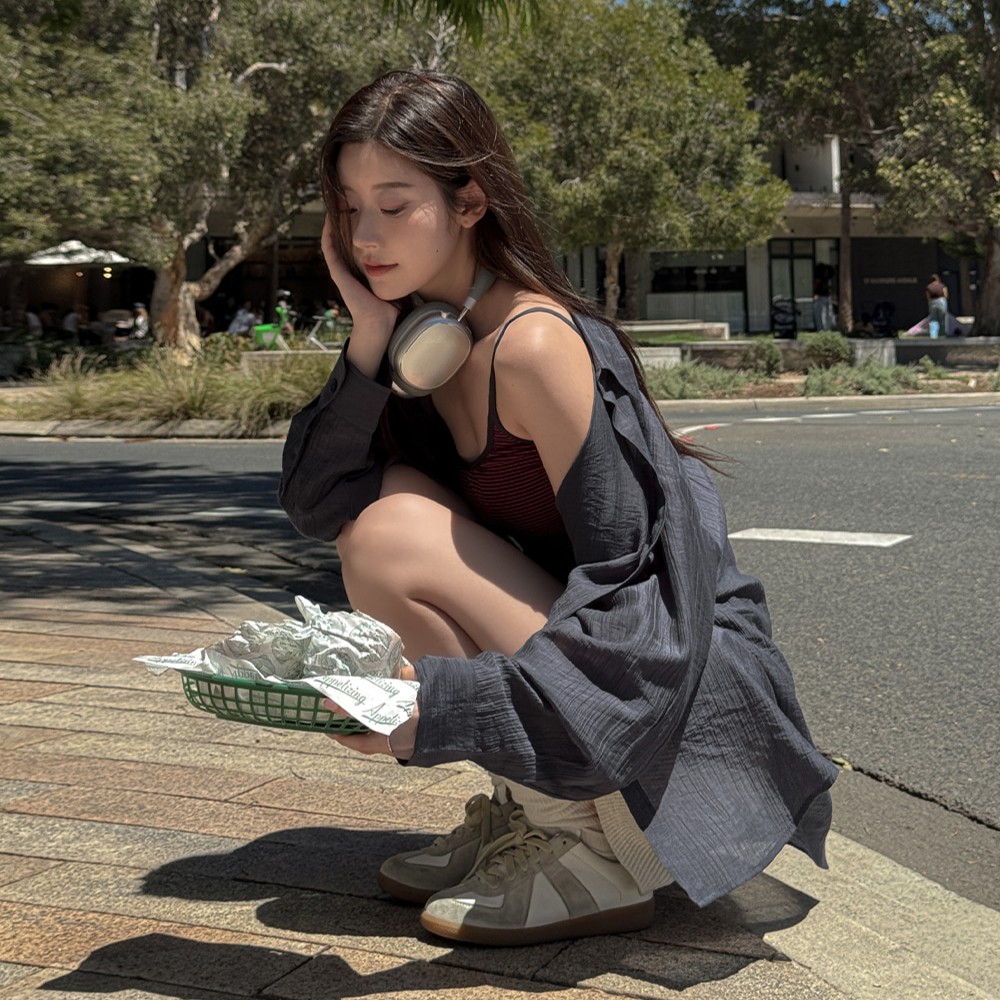 봄 여름 링클 시스루 언발란스 루즈핏 셔츠 - 상세 이미지 2