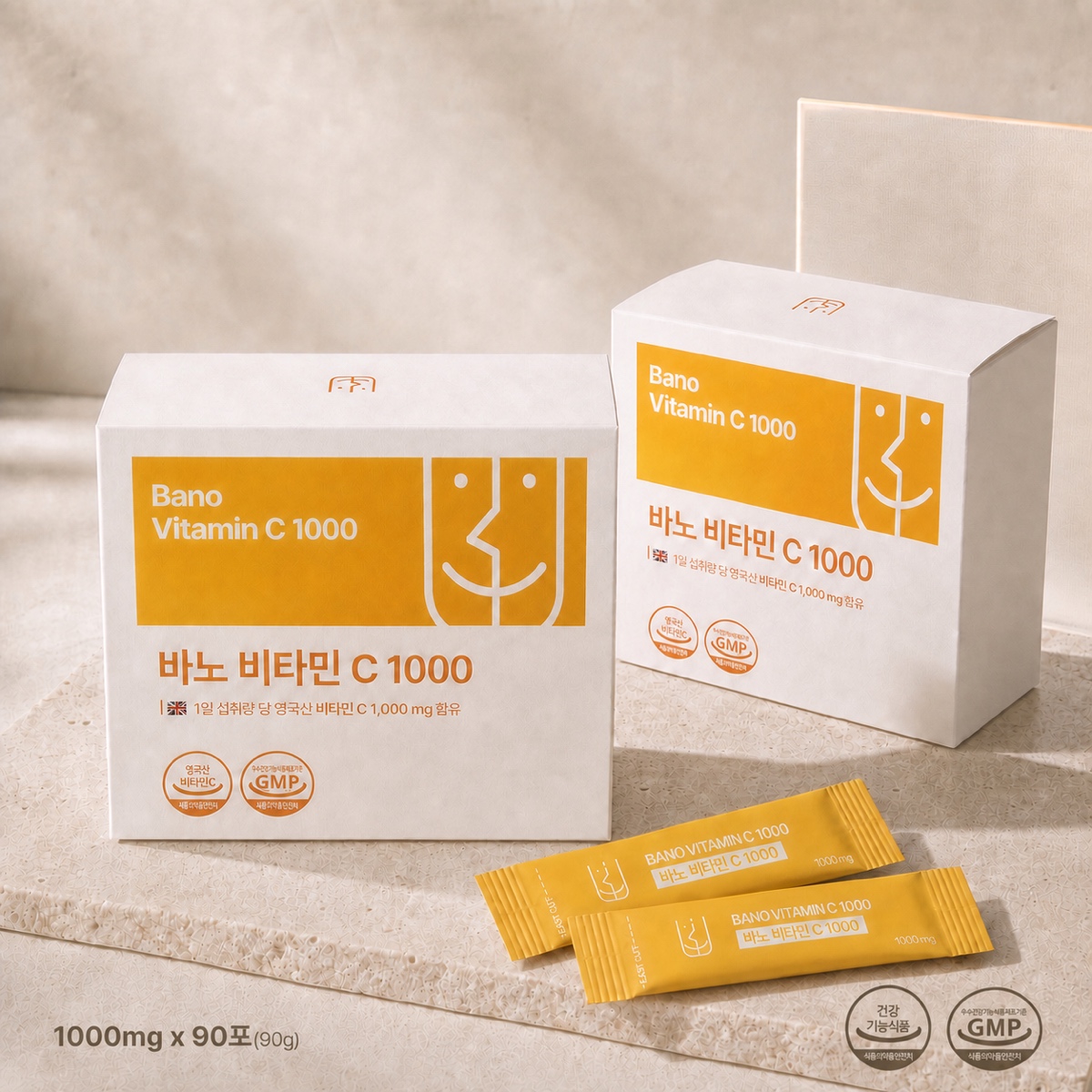 [영국산 원료] 바노 비타민C 1000mg 영국산 비타민C 스틱 90포, 2개 - 상품 이미지