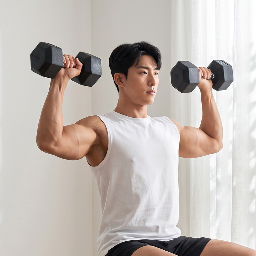 이고진 PE 육각 아령 덤벨 홈트레이닝 헬스장 크로스핏 근력 운동 5kg, 2개 - 상세 이미지 3