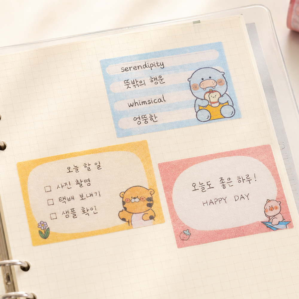 슬라이드 펄 투명 스티커 사각 롤 점착 뜯어쓰는 메모지 120매 - 상세 이미지 5