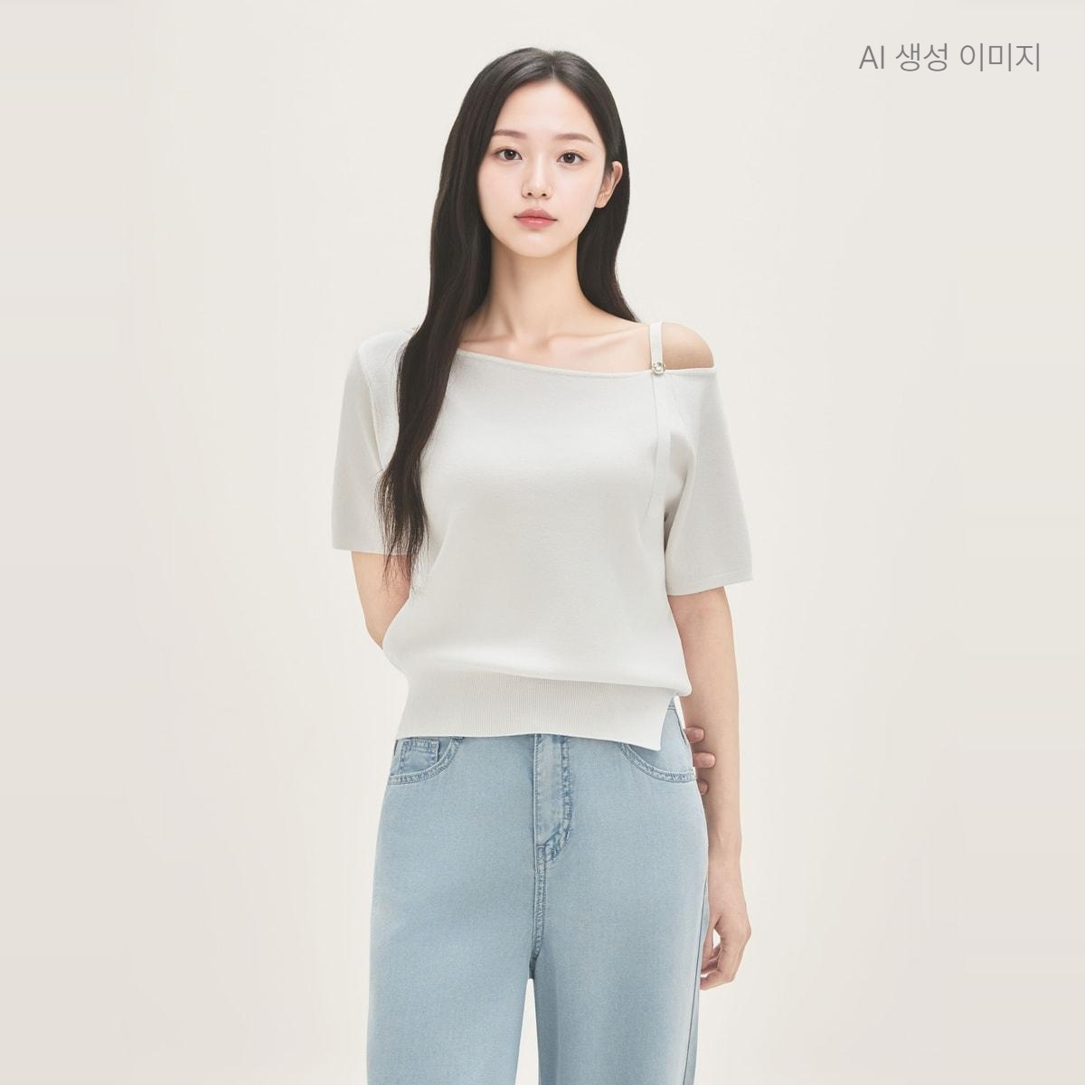 로엠 오프숄더 반팔 풀오버 RMKAG38R11 - 상세 이미지 3