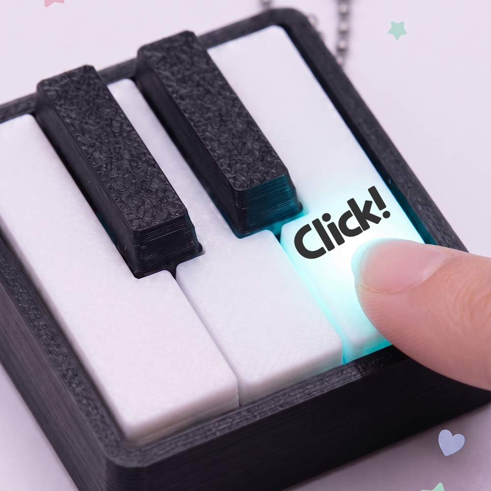 LED 피아노 키캡 클리커 키링 건반 키보드 딸깍이 킵캡 5키 - 상세 이미지 2