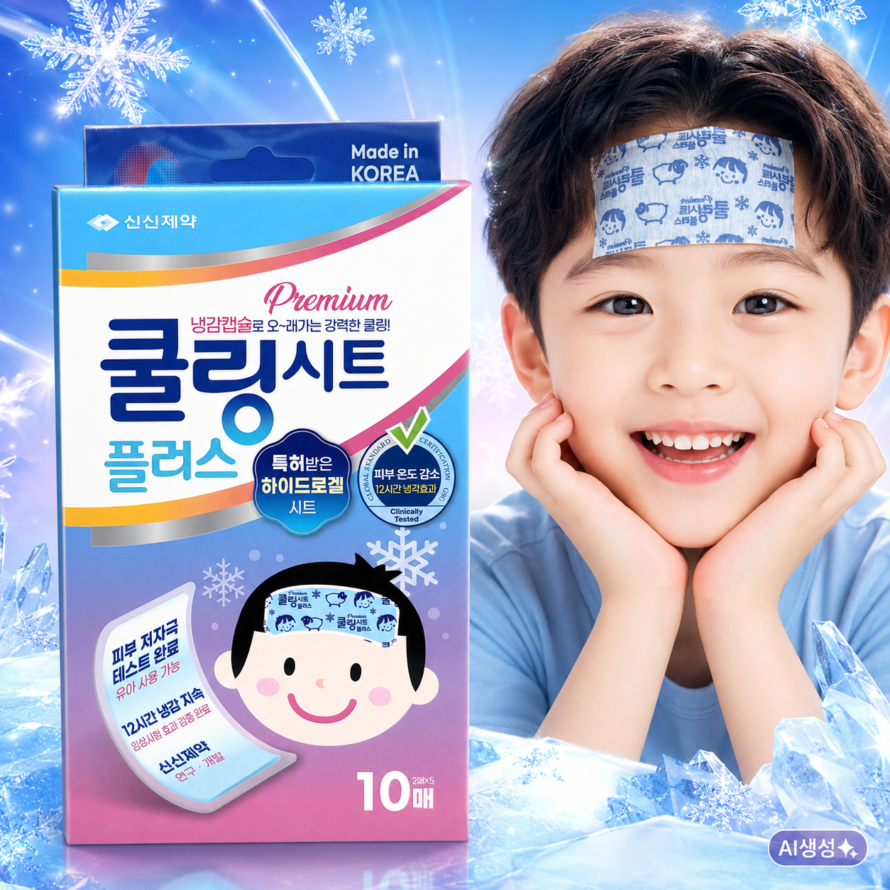 신제품 약국 신신제약 쿨링시트 플러스 10매입 아기 유아 열냉각시트 열패치 신생아 해열파스 - 상세 이미지 3