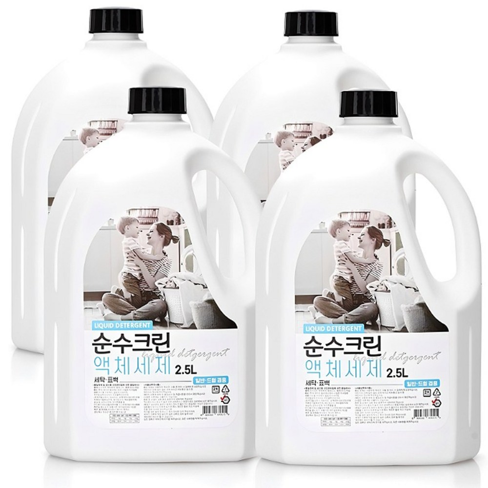 순수크린 대용량 액체세제 실내건조 세탁세제 2.5L, 플로럴, 4개 - 상품 이미지