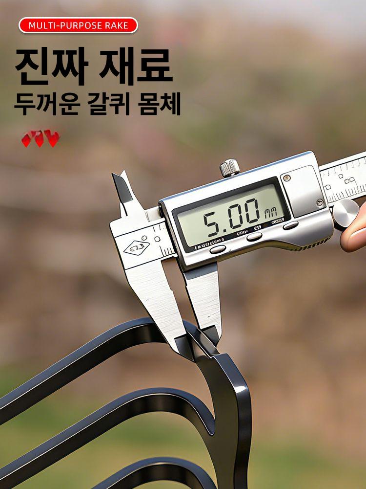 원예 갈퀴 헤드 흙고르기 다목적 텃밭 정원 밭갈이 농기구 5개 이빨 갈퀴 일체형 장갑 - 상세 이미지 3