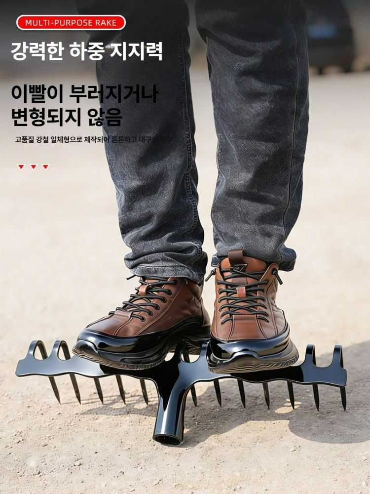 원예 갈퀴 헤드 흙고르기 다목적 텃밭 정원 밭갈이 농기구 5개 이빨 갈퀴 일체형 장갑 이미지 6