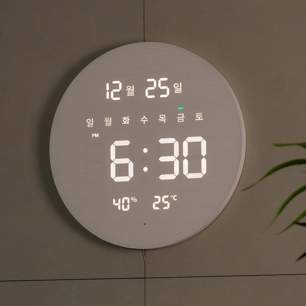 플라이토 블루투스 LED 벽시계 디지털 전자 대형 벽걸이시계 무소음 디자인 42cm 빅문 - 상세 이미지 3