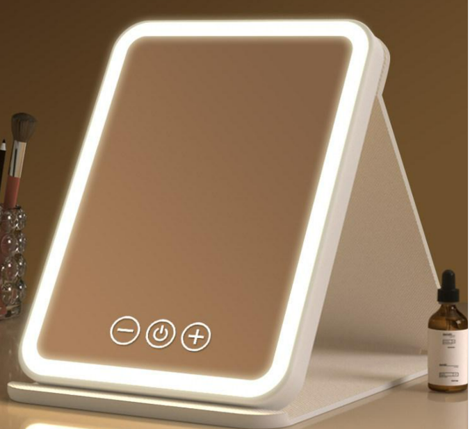 LED 탁상 화장거울 터치 밝기조절 은은조명 메이크업 스탠드 대형 화이트 3버튼조명부드러운빛눈보호 2400 AH B - 상품 이미지