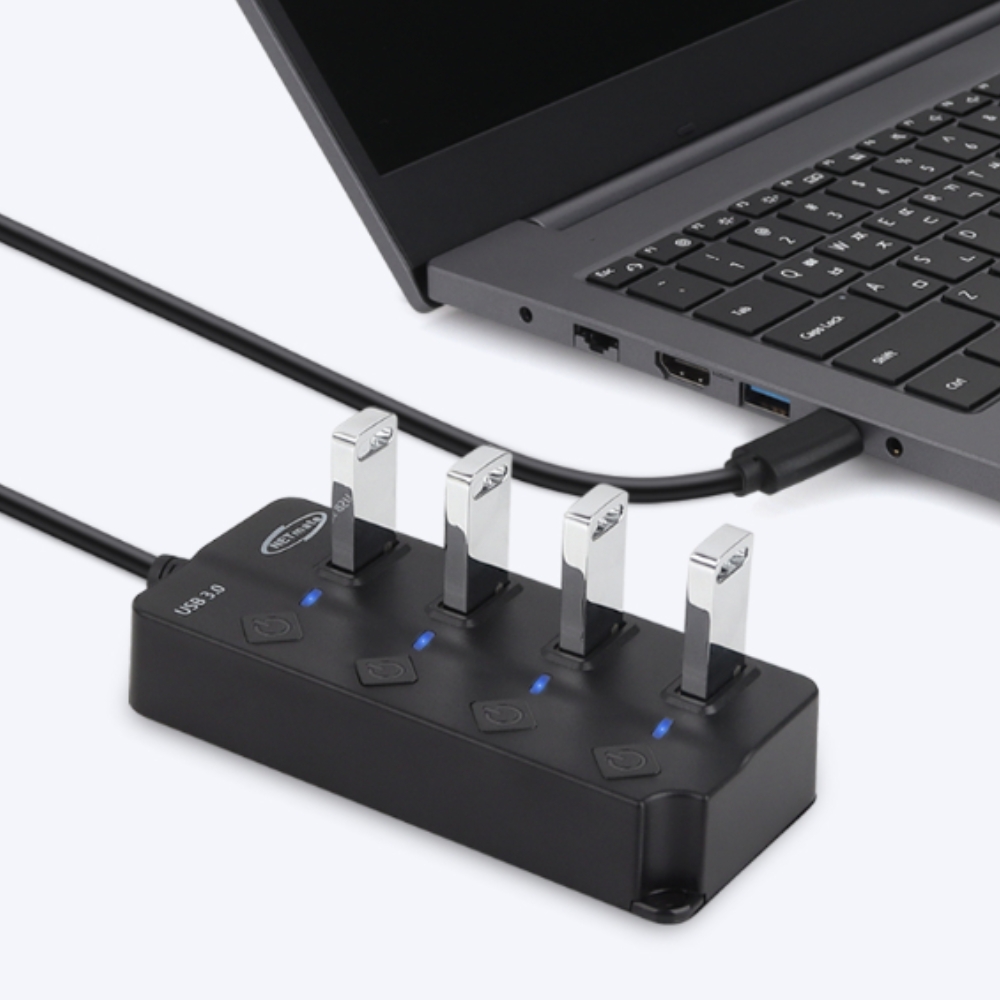 강원전자 넷메이트 USB3.0 Type C 4포트 허브 (블랙) NM-UBC304 - 상품 이미지